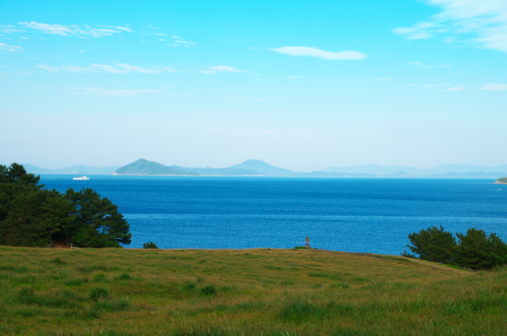 blue sea, blue sky