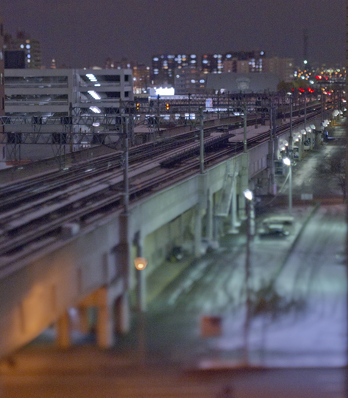 夜中の線路