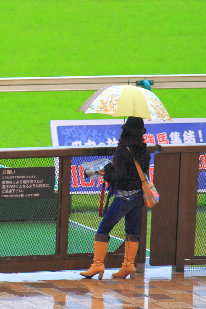 A girl in the rain
