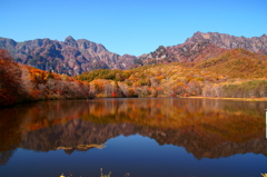 戸隠 鏡池の秋景色