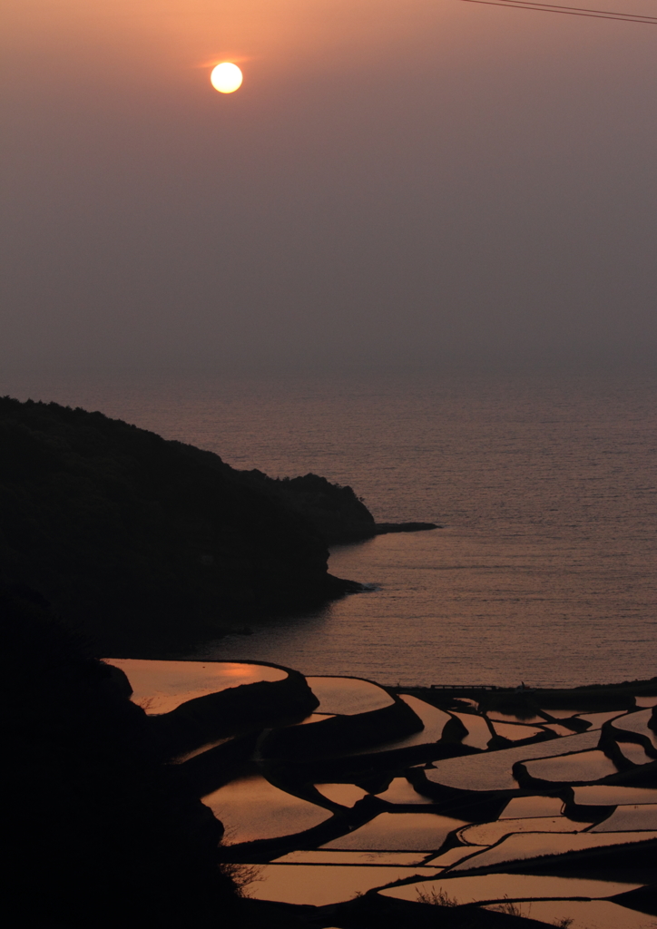 棚田の夕日