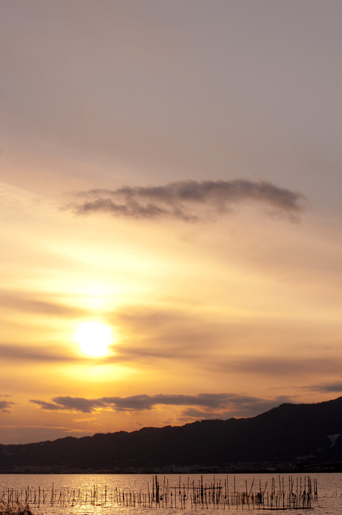 琵琶湖の夕暮