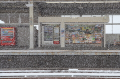大寒波のプラットホーム