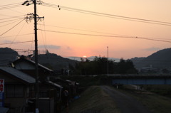 街中の夕焼け