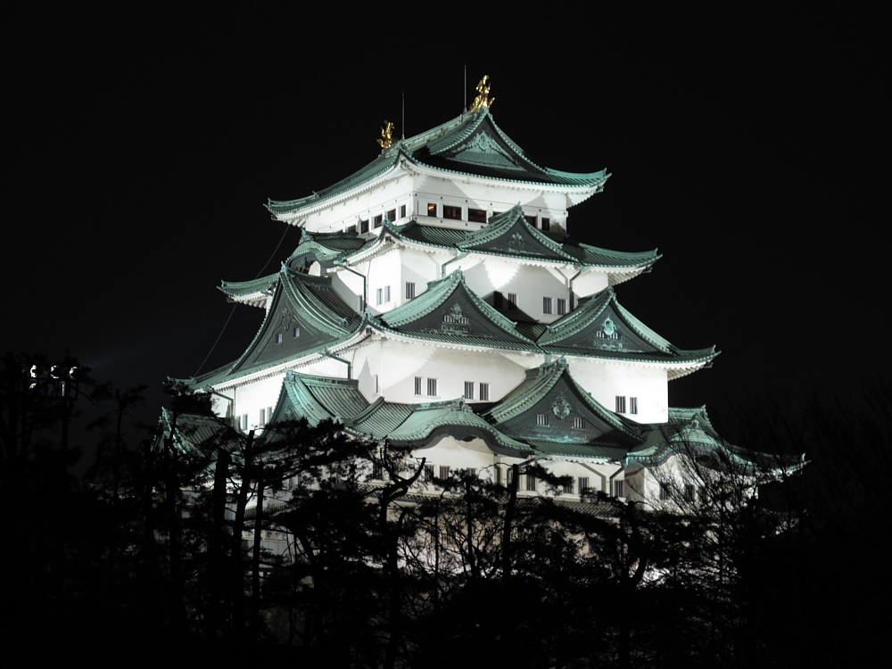 暗闇に浮かぶ名古屋城