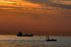 明石沖夕景