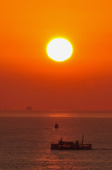 夕日のたこフェリー