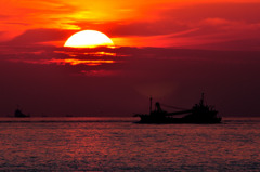 明石海峡夕日