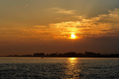 明石海峡の夕日