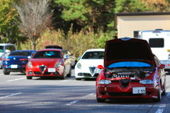 女神湖駐車場にて