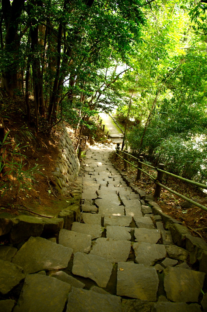 石段下る