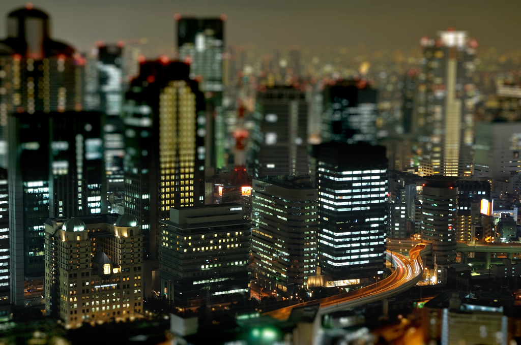 Diorama of the Osaka at night