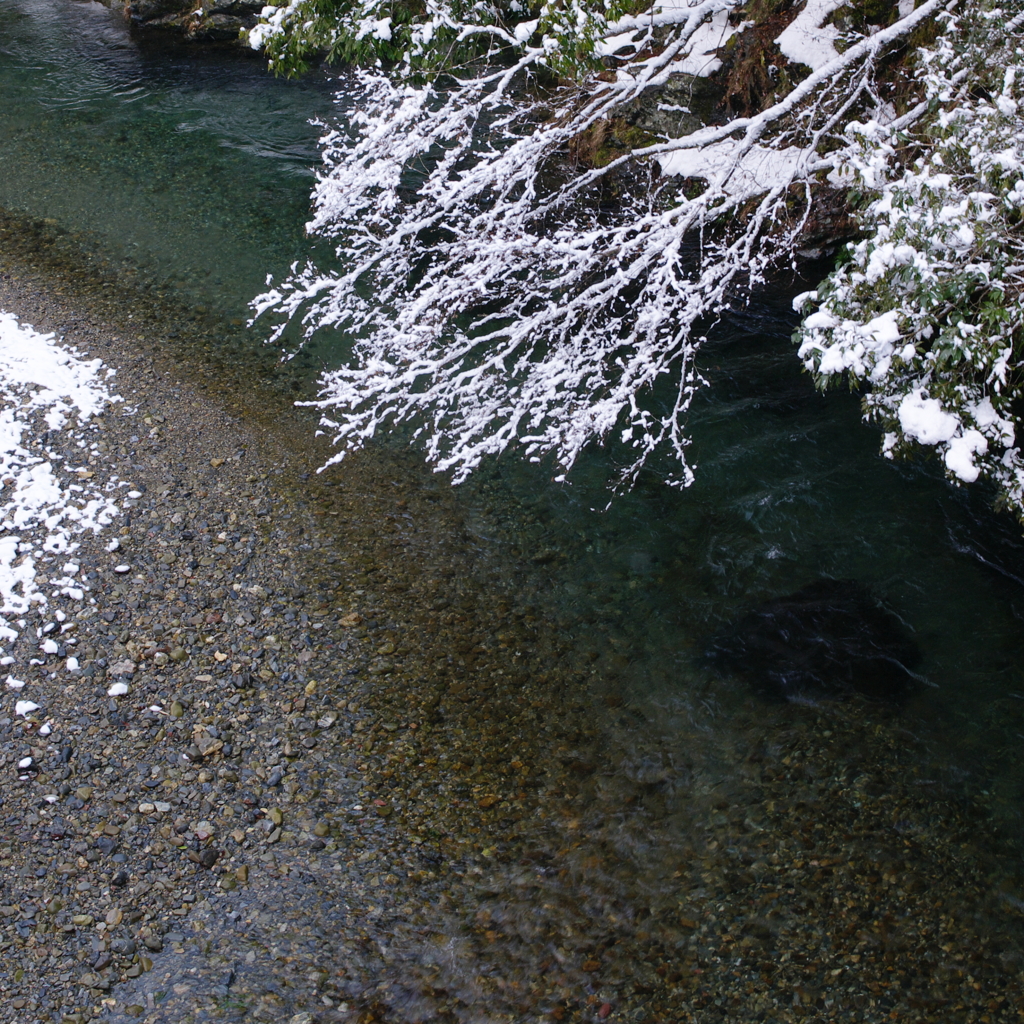雪の渓流