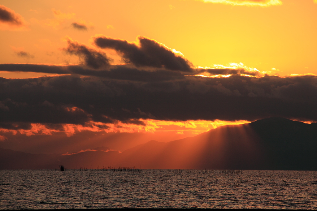 夕日の光線