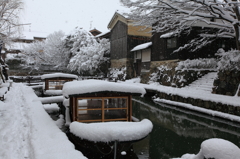 雪の積もった屋形船