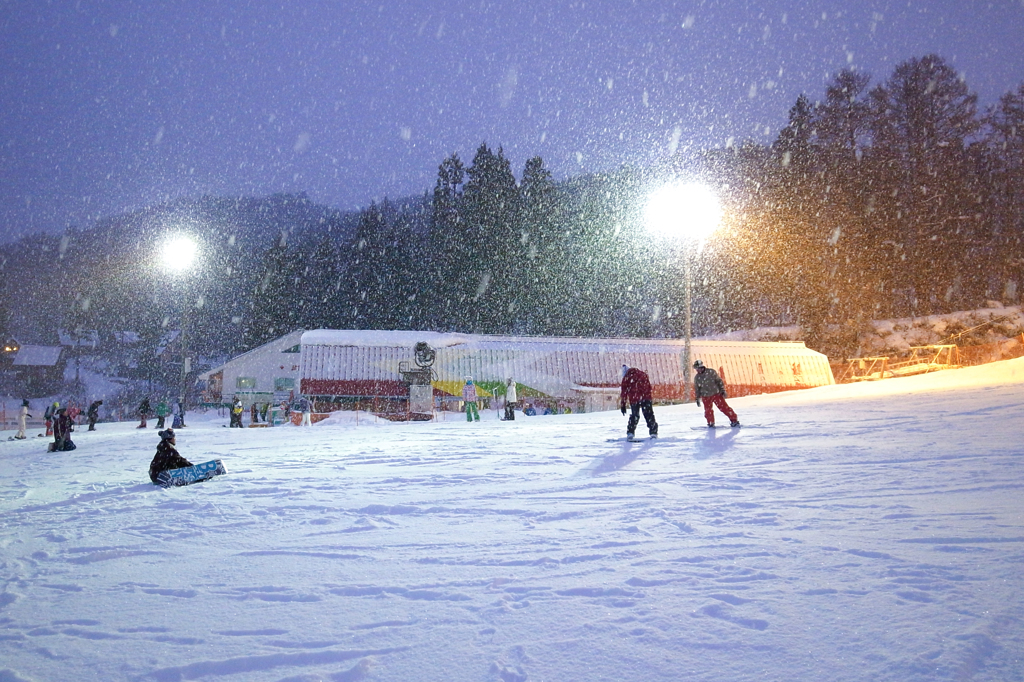 雪の中の早朝滑走