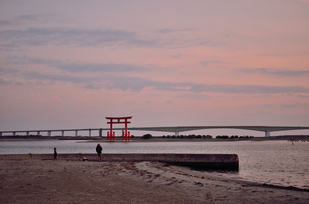 夕暮れの浜名湖