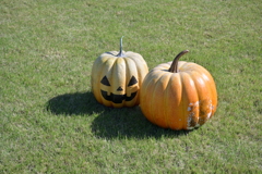 寒くなった秋のガーデンで。（笑顔あふれるジャック オー ランタン参上）