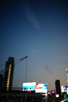 渋谷に昇る月