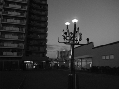街灯夕刻を照らす