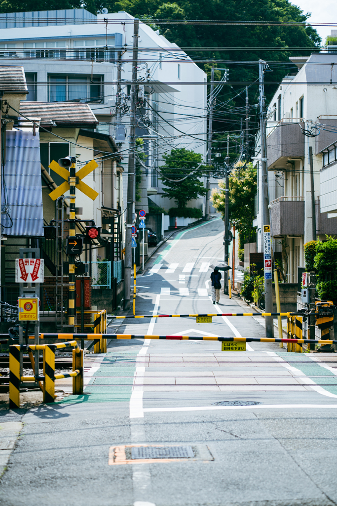 都内の踏切と坂。
