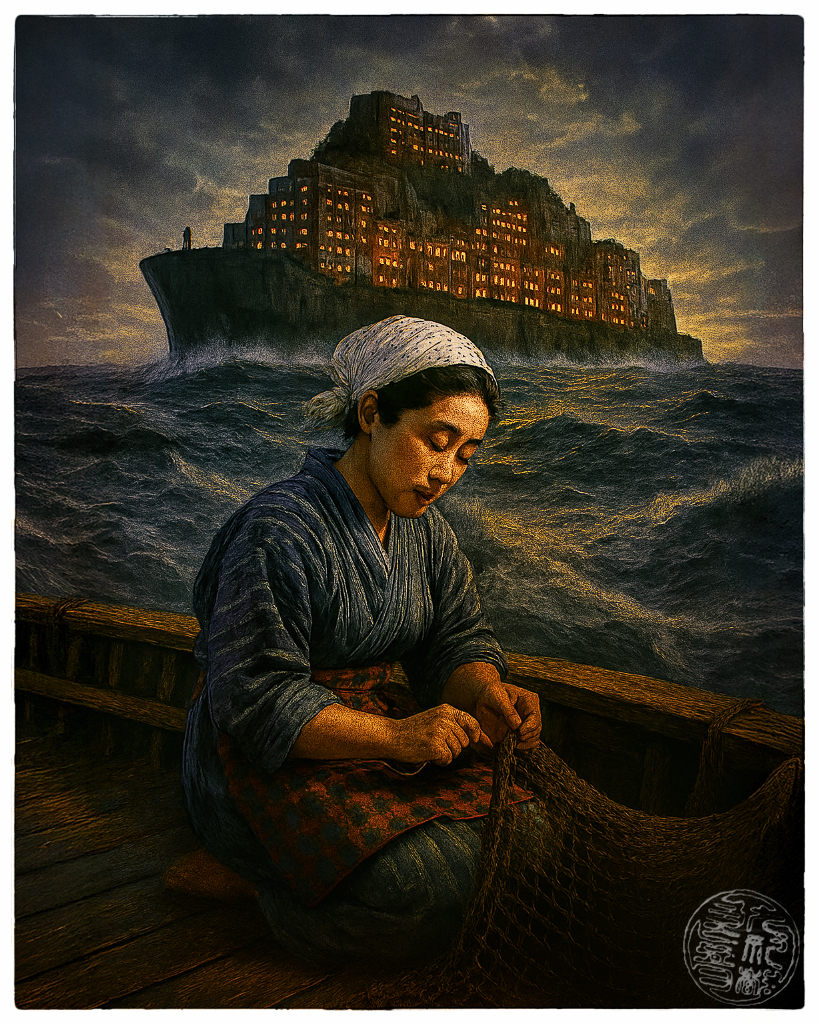 私のアート - 端島（軍艦島）は本物の船に変わった。