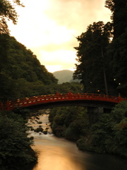 日光の神橋（夕焼け）