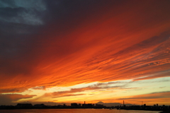 稀に見る夕焼け