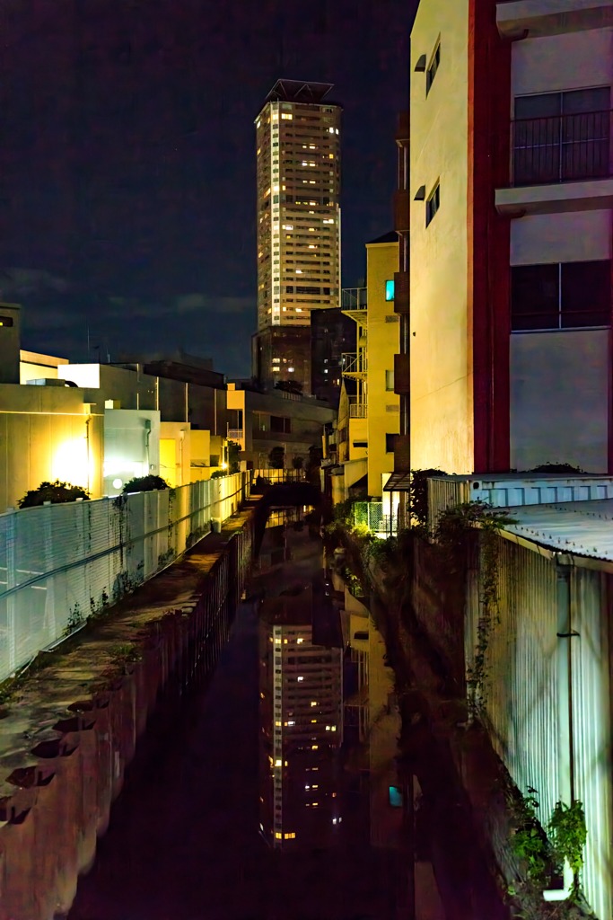 マンションと川