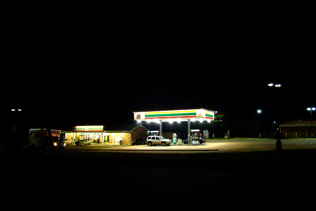 Gas Stand in the Night