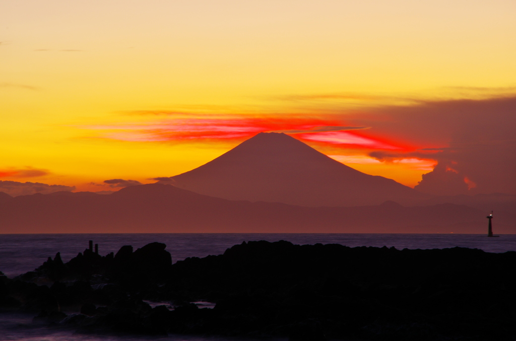 夕照荒崎海岸