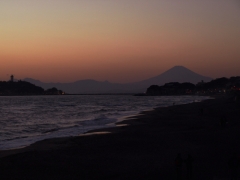 湘南海岸を見通す富士