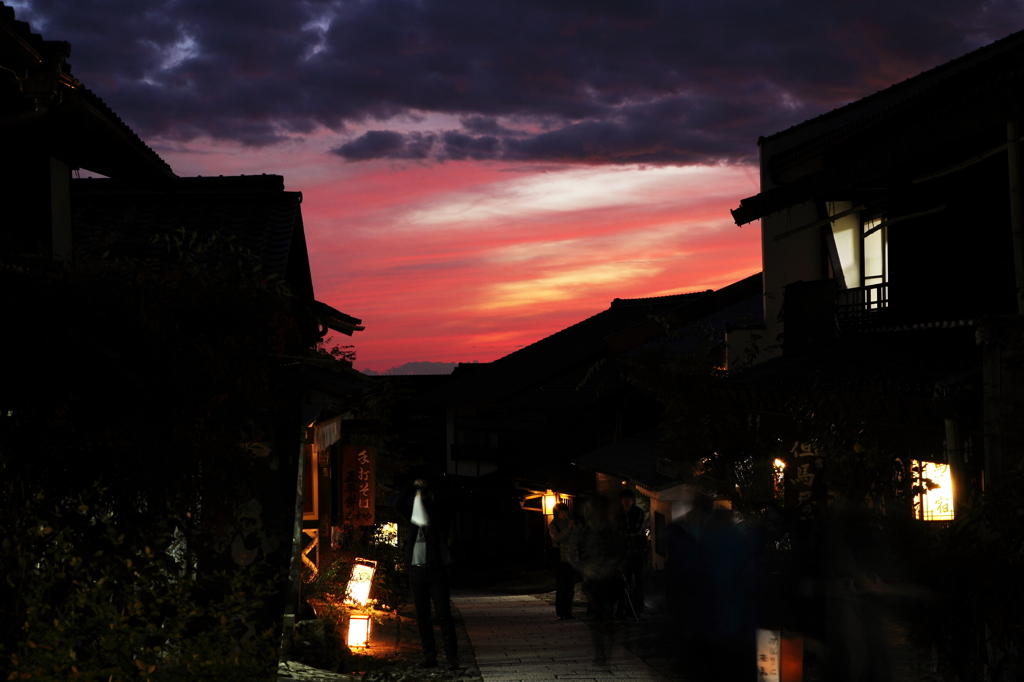 妻籠の夕景