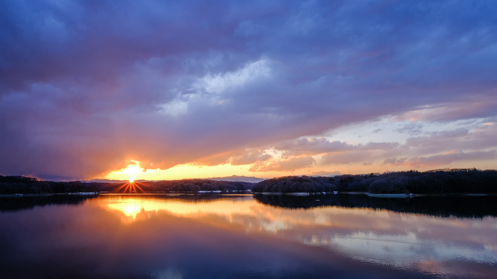 狭山湖の夕日 02