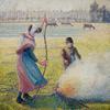 焚き火をする若い農婦、白い霜 / ピサロ