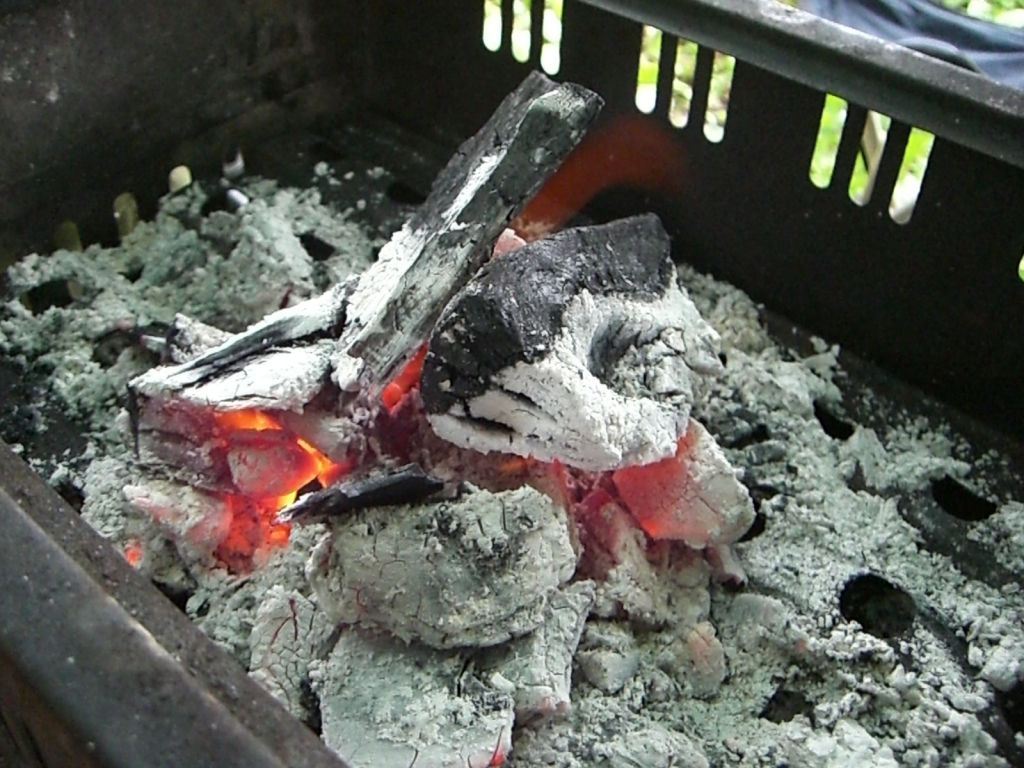 バーベキュー後の炭