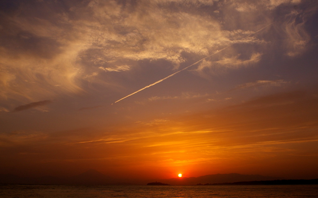 夕照・森戸海岸