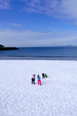 雪景色・逗子海岸