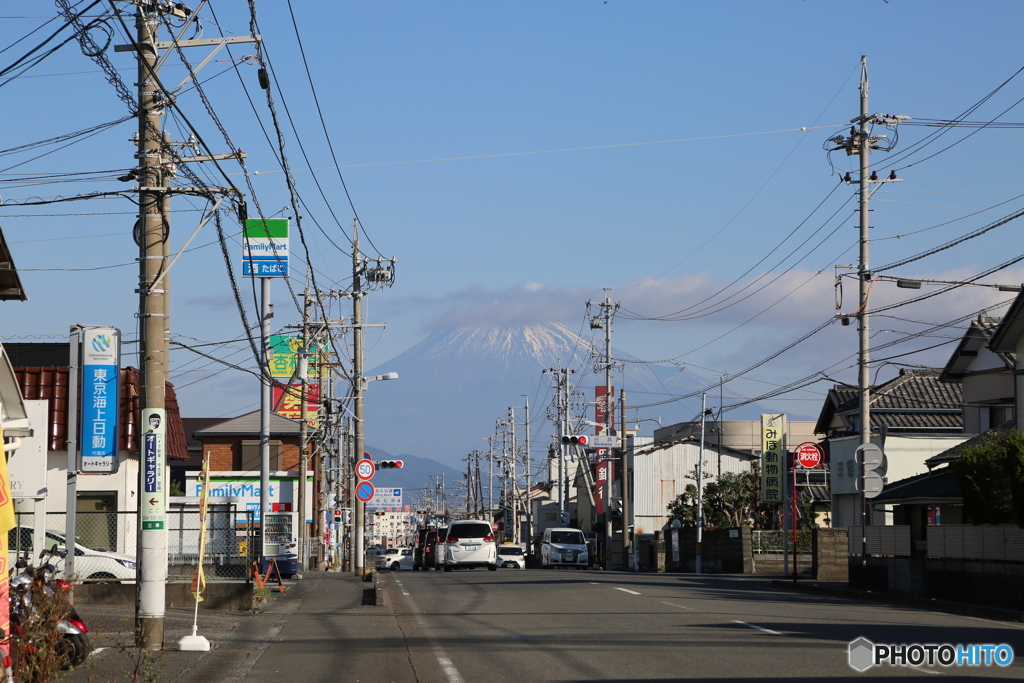 富士山と道路