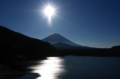 本栖湖と富士山