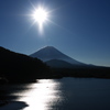 本栖湖と富士山