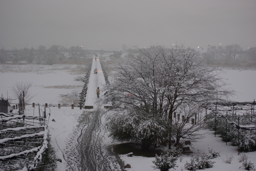 京都流れ橋＾と＾雪景気