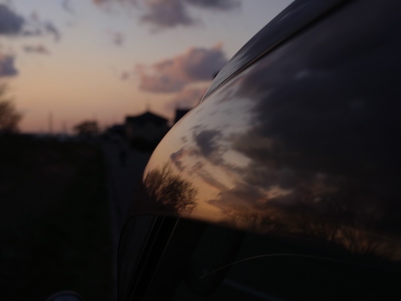 バイザーの夕景