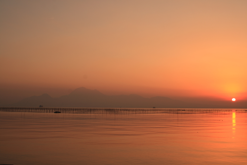 有明海に沈む夕日