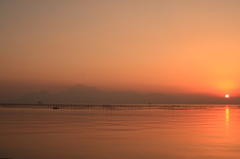 有明海に沈む夕日