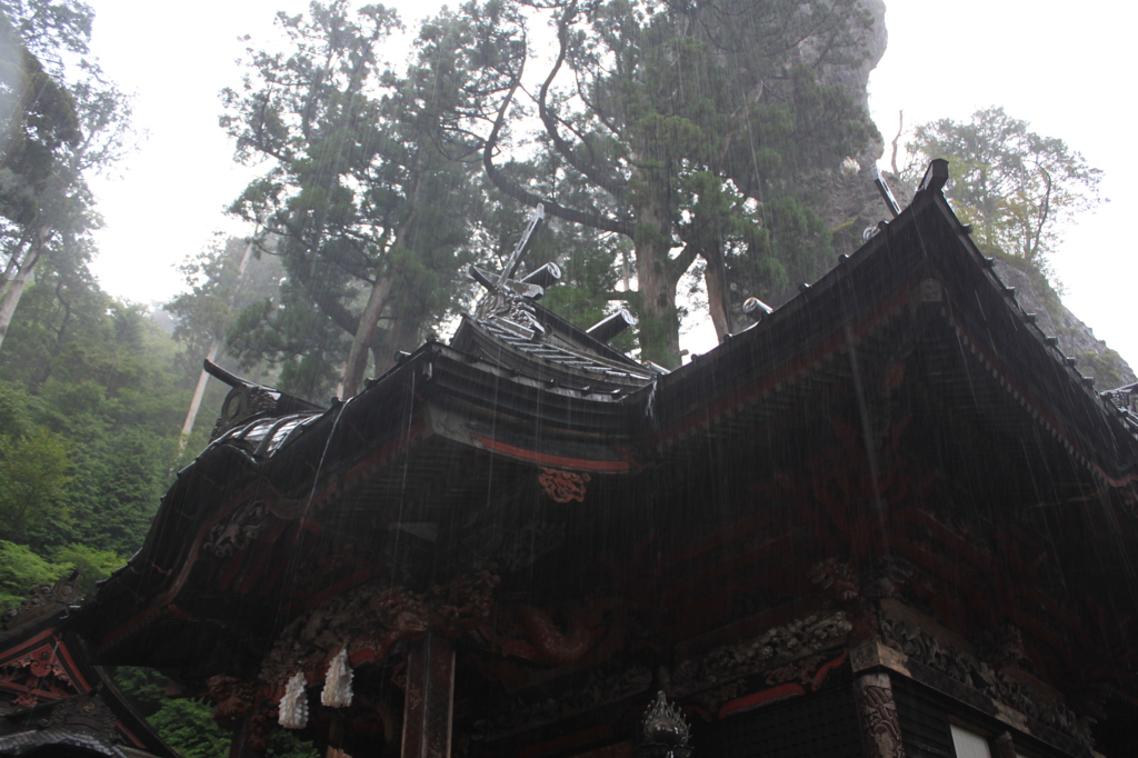 雨の神社