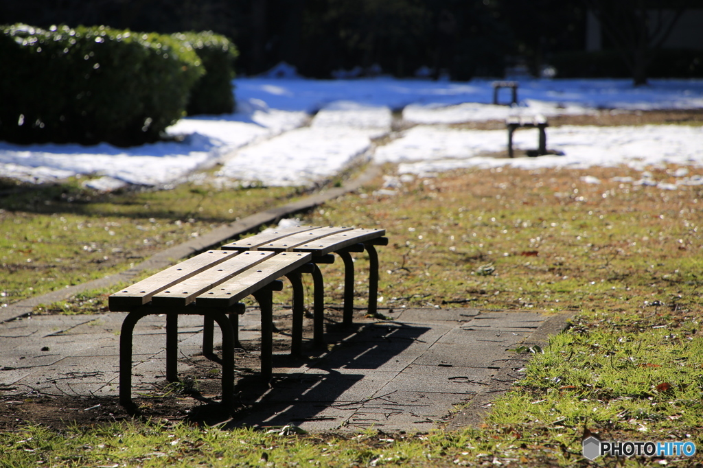 雪の残る公園