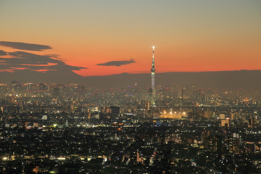夕焼けと東京スカイツリー