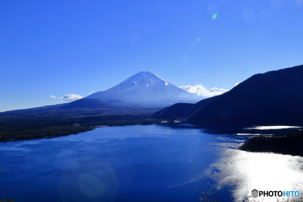 本栖湖と富士山