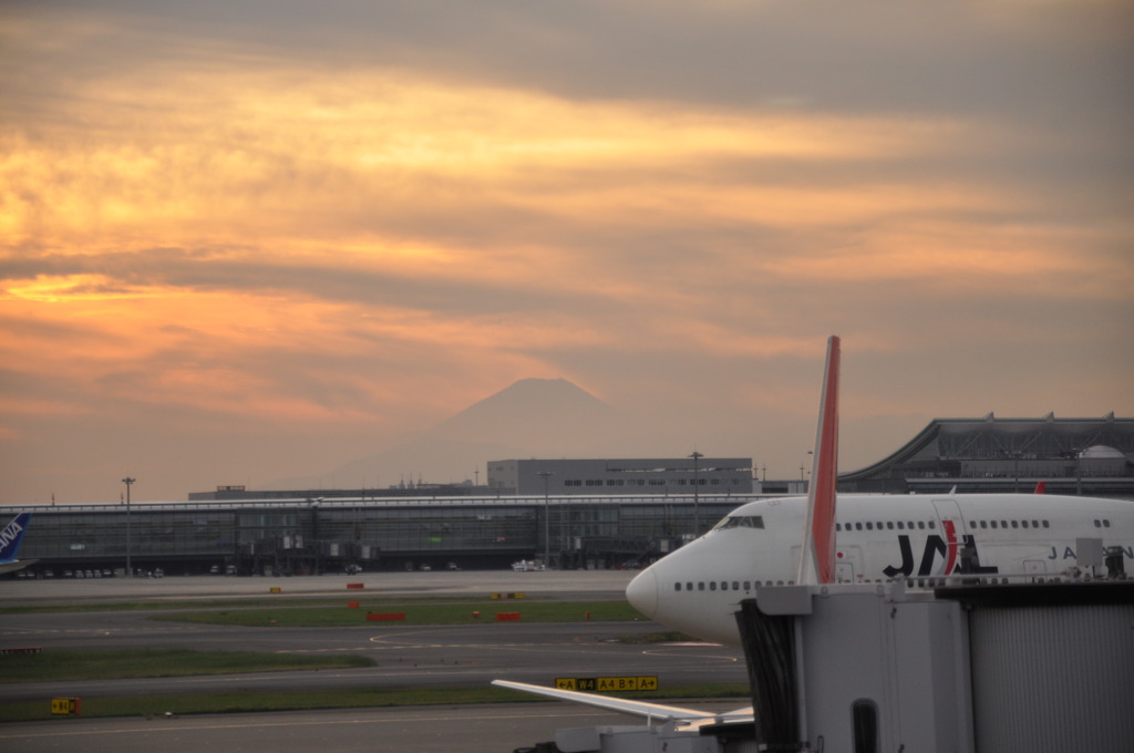 羽田空港から富士山が！
